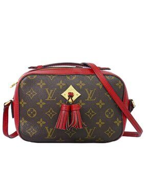 Louis Vuitton LV Saintonge Monogram Shoulder Bag Pochette Brown Coquelicot
